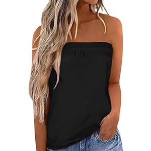 Women Striped Strapless Bandeau Tank Tube Tops Summer Backless Shirts, large