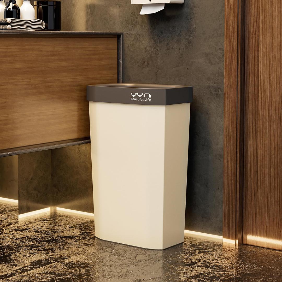 4 Gallon, Small Slim Garbage Can, Open Top Trash Can for Bathroom, Kitchen, Office, Bedroom, Living Room (NewTOPGrey)