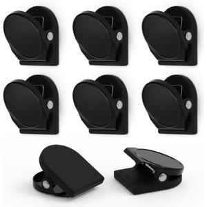 SMART&COOL 8 Pack 1.16 Inches Anti-Scratch Magnetic Clips with Silicone-Coated Base, Fridge Magnets, Office Supplies, Black