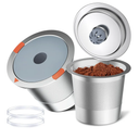 Noalto Reusable K Cups and Coffee Pods,Universal stainless steel k Cups for Keurig 2.0 and 1.0 Coffee Makers machine(2pack)