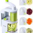 Spiralizer Vegetable Slicer (4-in-1 Rotating Blades) Heavy Duty Veggie Spiralizer with Strong Suction Cup, Zucchini Spiral Noodle/Zoodle/Spaghetti/Pasta Maker (Recipe Book and Cleaning Brush)