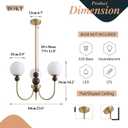 BOKT Mid Century Globe Glass Chandeliers Modern Gold Chandelier Farmhouse Adjustable Rod Ceiling Pendant Light Brushed Brass 3-Head Sputnik Ceiling Hanging Light for Bedroom Kitchen Foyer