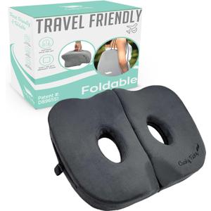 Foldable Sit Bone Seat Cushion - for Sit Bone Pain, Hip, Butt, Ischial Tuberosity, Hamstrings, and Sciatica Pain Relief - for Home, Office, and Driving, Grey 