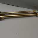 Double Curtain Rods for Windows 72-144 Inches, 1'' Front and 5/8''Back Double Drapery Rods with Premium Aluminum Brackets and End Cap Finials, Adjustable Warm Gold Double Window Curtain Rod