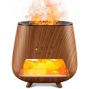 Essential Oil Diffuser for Home: 200ml Aromatherapy Diffuser with Himalayan Pink Salt Rock, Cool Mist Humidifier with Auto Off Function and 9 Colors LED Night Light for Bedroom