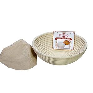 Saint Germain Bakery Premium Round Bread Banneton Basket with Liner - Perfect Brotform Proofing Basket for Making Beautiful Bread (9 inch)
