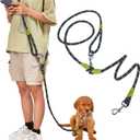 pawstrip Hands Free Dog Leash Crossbody Dog Running Leash Handsfree Pet Rope for Hiking Training Heavy Duty Reflective Pet Walking Belt (Black)