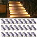 NIORSUN Solar Step Lights for Outside, 24 Pack Warm White Outdoor Step Lights IP67 Waterproof Auto On Off, Solar Stair Lights for Steps, Patio, Yard, Porch, Front Door, Sidewalk, Deck DecorBrown