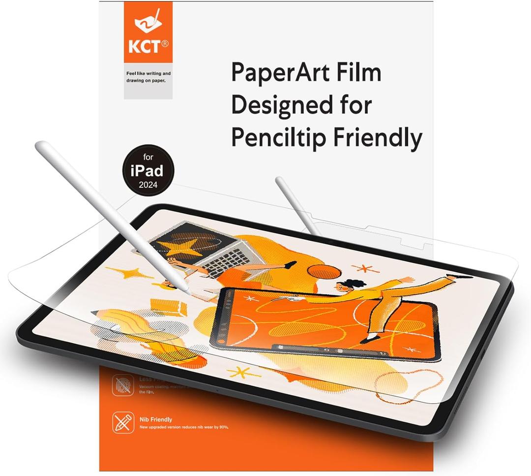 KCT 2nd PaperNano Screen protector Compatible with iPad Pro 11 inch 2024 (M4), Paper Nano-Texture Film for Drawing, Nib Friendly, Anti-Glare-2 Pack (Transparent)