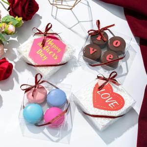 JCXGRVC 50 Pack 4x4x1.2inch Clear Single Cookies Boxes with Full Window Plastic Boxes Bakery Packaging for Small Treat Macaron Donut Chocolate Dessert Party Christmas Valentine's Mother's Day Birthday