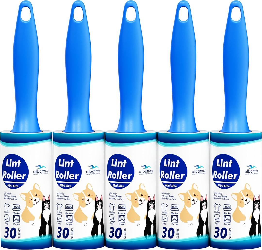Mini Extra Sticky Lint Rollers for Travel - 150 Sheets Small Sized Portable Lint Removers for Pet Hair and Debris Pickup150, 5 Pcs