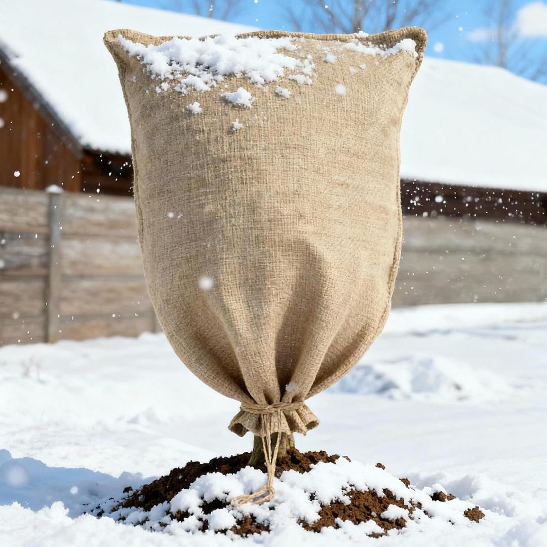 24"40" Burlap Winter Plant Cover Bag with Drawstring,Reusable Warm Burlap Plant Covers Freeze Protection,Large Burlap Sack for Winter Outdoor Plants,Shrubs,Fruit Tree,Potted Palnts(60100cm)