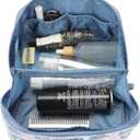 Bioworld Disney Stitch Poses All-Over Print 9" Blue Cosmetic Bag