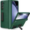 Ruky for Samsung Z Fold 5 Case with Built-in Screen Protector, Kickstand & Full Body & Hinge Protection PU Leather Protective Case for Samsung Galaxy Z Fold 5 5G, Green