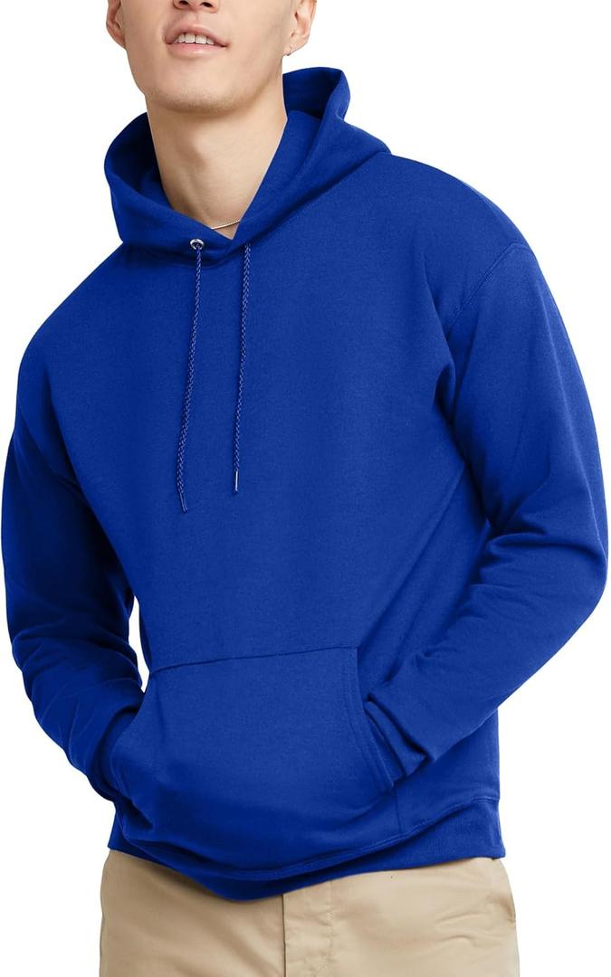 Hanes Men's EcoSmart Hoodie, Midweight Fleece, Pullover Hooded Sweatshirt (X-Large, Deep Royal)