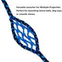 Paracord Handwoven 6-Strand Braided Shepherd Sling - Throwing Tool for Stones & Tennis Balls | Balearic Style Rock Launcher for Adults | Durable DesignBlack Blue