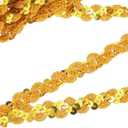 uxcell 11 Yard Sequins Trim Ribbon 0.6 Inch Sequin Gimp Braid Trim Spangle Flat Sequins Paillette Fabric Flat Trims Strips for Crafts Sewing Clothes Home Party Decoration, Yellow Gold