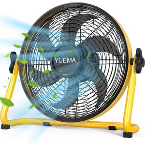 Battery Operated Powered 18 Inch Floor Fan High Velocity Rechargeable Fan Cordless 8 Blade Portable Fan for Camping Travel Patio Tent Indoor Outdoor 360 Degree Manual Tilt 12 Speed