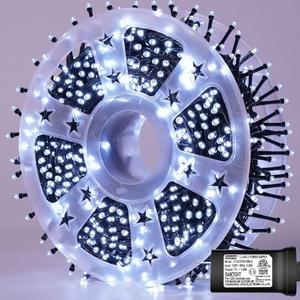 YEGUO 165ft 500 LED String Lights Outdoor Waterproof, White Christmas Lights Indoor, Green Wire Twinkle Tree Light Plug in with 8 Modes Timer Memory