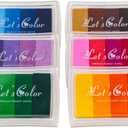 Craft Ink Pad Stamps Partner Rainbow Set of 6, DIY Multicolor Craft Stamp Pad 24 Colors for Stamps, Paper, Wood Fabric, for All Ages & Infinite Uses