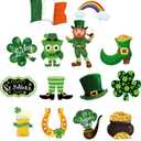 14 Pieces St. Patrick's Day Yard Sign Outdoor Garden Decorations Horseshoe Shamrock Leprechaun Yard Sign Irish Saint Patty's Day Lawn Outdoor Decor with Stakes