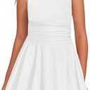 Bnycuml Girl's Summer Dress Crew Neck Sleeveless Ruffle A-Line Swing Dresses White, 13-14 Years