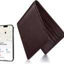 Wallet for Men, Built-in Bluetooth Tracker with Apple Find My (iOS Only), Air Tag Wallet, Leather RFID Blocking Bifold Mens Wallets with GPS Tracker, Rechargeable, Gift for Him, Brown