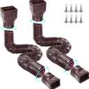 Gutterlix 2 Pack Flexible Gutter Downspout Extensions Extendable from 21" to 67", Downspout Extender Comes with Adapters, Thickened Down spout Drain Extension for Rainwater Drainage(Brown)