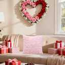 RIICFDD Beige Valentines Day Pillow Covers with 3D Plush Heart Design Reusable Pillow Cover Valentines Decorations 18 * 18 in Square Pillowcases for Wedding Anniversary Home Sofa Party Decor