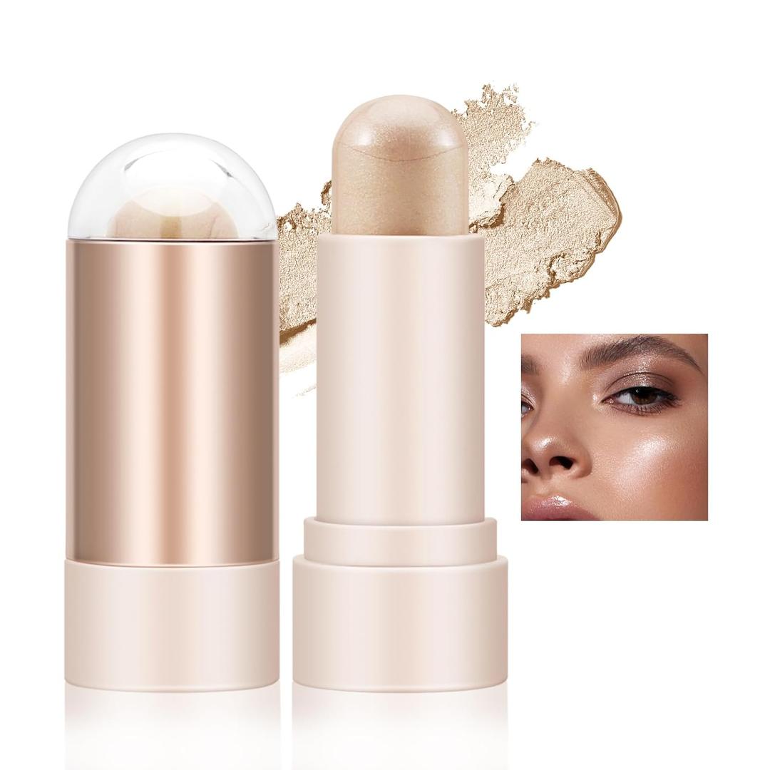 Face Highlighter Stick, Cream Contour Highlighter Makeup Stick, Natural Smooth Shimmer Highlight, Waterproof and Long Lasting Illuminator