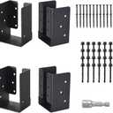 4 Pcs Concealed Joist Hangers, 4"x6" Outdoor Trim Concealed Flanges, Q235B Steel Powder Coated Concealed Mount Joist Hangers for 4"x6" Beam Swing