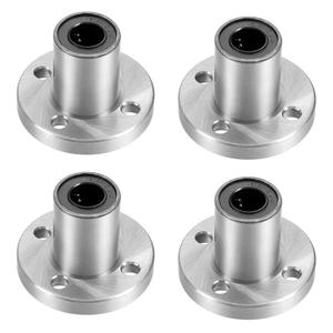 Linear Ball Bearings, LMF10UU 10mm Round Flange Linear Motion Bushing Double Side Rubber Sealed for 10mm Linear Shaft CNC Machine 3D Printer 4 Pack