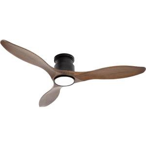 revoici 52'' Amber Ceiling Fan with Lights, Low Profile Flush Mount