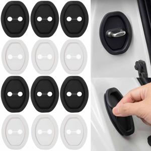 12 PCS Car Silicone Door Latch Protective Cover Guard Car Decorations Car Door Lock Latches Silent Shock Cover Vehicle Doors Locks Guard Stopper Car Protector Accessories for Most Vehicles