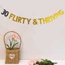 2 x 30 Flirty & Thriving Banner, 30th Birthday Bunting Sign, Dirty Thirty Party Decorations, Dirty 30 Party Sign, Gold and Black Glitter