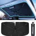 [2025 Upgrade] Nmoiss Windshield Sun Shade Umbrella - [Vinyl Coating Heat Shield] Protect Car from Sun Rays & Heat Damage Keep Cool and Protect Interior, Spring Structure Edge Medium 56" L x 31" W