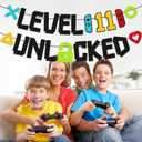 Level 11th Unlocked Sign Banner Happy 11th Birthday Level Up Eleventh Bday Party Decorations for Video Game Controller Themed Teen Birthday Event Celebration Supplies Double Sided