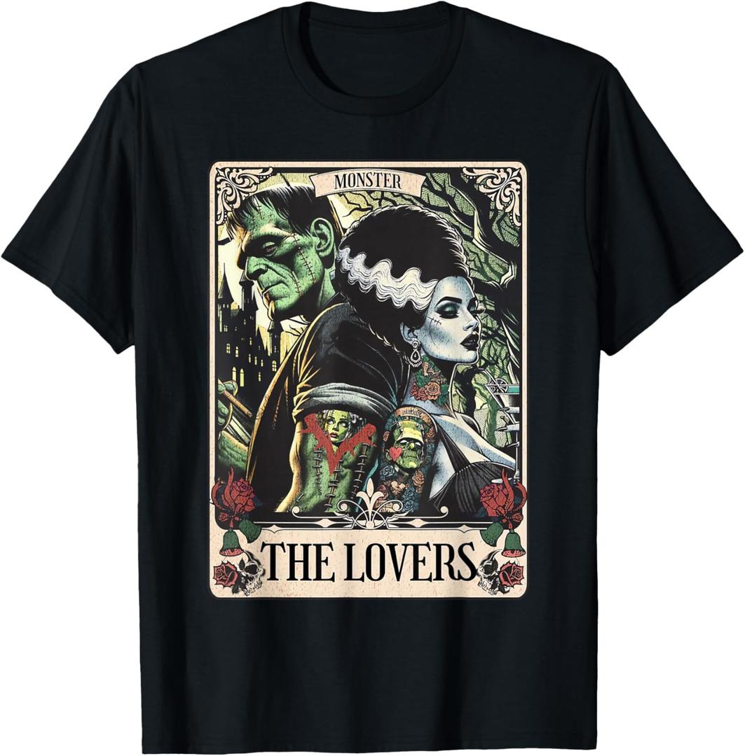 The Monster Frankenstein And Bride The Lovers Tarot Card T-Shirt L