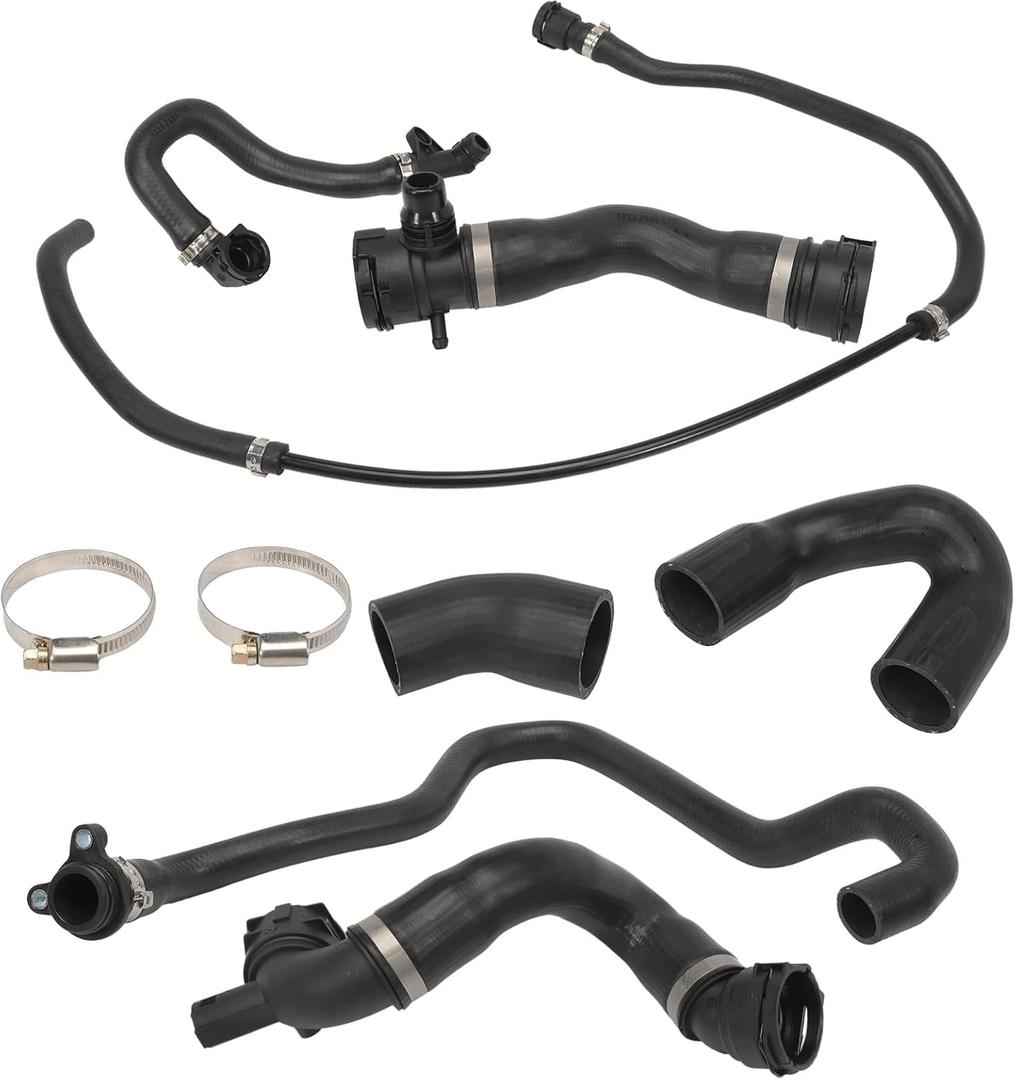 Radiator Coolant Water Hose Pipe Kit (7 Hoses) for 2007-2011 E90 128i 328i 325i N51B30A Engine, Replace 11537545890 1712761851 17117524710