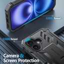 FNTCASE for iPhone 16 Plus Case: Military Grade Drop Proof Protection Mobile Cover with Kickstand | Matte Textured Rugged Shockproof TPU | Protective Sturdy Phone Case - 6.7 inch Black