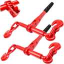 Ratchet Chain Binders 3/8'' - 1/2 | 2 Pack Load Binder with 2 Grab Hooks | Tie Downs for Grade 70 Transport Chain | 9,200 Lbs. Safe Working Load- Heavy Duty Ratchet Binders for Towing