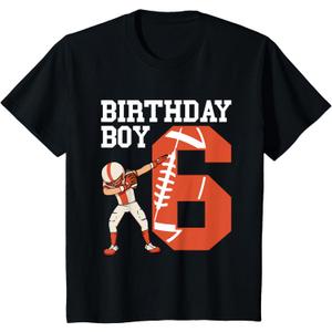 Kids 6 Years Old Boy Football Player 6th Football Birthday Boys T-Shirt, 2T