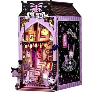 Hands Craft Kuromi Spooky House DIY Book Nook Kit  Official Sanrio Miniature Shelf Insert with Touch LED  283-Piece 3D Puzzle for Adults & Teens  Playful & Enchanting Dcor