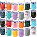 Sieral 24 Pcs Christian Coffee Mugs Bulk, Religious Christian Bible Verse Inspirational Gifts, 17 oz Insulated Bible Affirmation Travel Mug Tumbler with Lid and Straw for Men Women Birthday Christmas