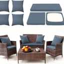 Waterproof 3-Piece Patio Sofa Cushion Cover Set - Replacement Covers for Outdoor Wicker Furniture, Bench & Seat Cushions with 4pcs Throw Pillow Cover
