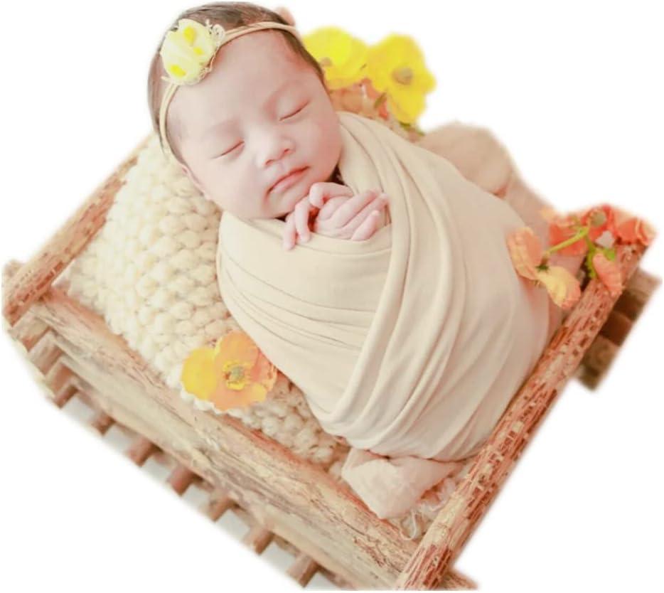 Coberllus Newborn Baby Photo Props Blanket Stretch Without Wrinkle Wrap Swaddle for Boy Girls Photography Shoot (Beige)