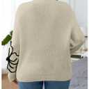 RoseSeek Women's Plus Size Floral Crew Neck Long Sleeve Pullover Sweaters (XL)