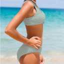 SOLY HUX Girl's V Neck Ring Linked Bikini Sets Bathing Suits Two Piece Swimsuit (Green)