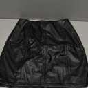 MANGOPOP Women Basic High Waisted Mini Short Pencil Bodycon Faux Leather Skirt (A Black(035)), XS