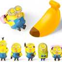 Minions Party Favor Set - Bundle of 2 Despicable Me Mystery Mini Squishy Stress Relief Figurines, Banana, Stickers, More | Minions Blind Box Pack